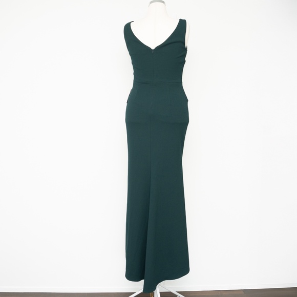 Betsy and Adam Christine Scuba Crepe Ruffled Bow Gown - Picture 3 of 11